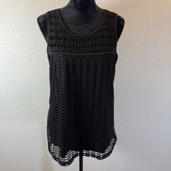 NAIF Tops - NAIF Black Crochet Detail Tank Top